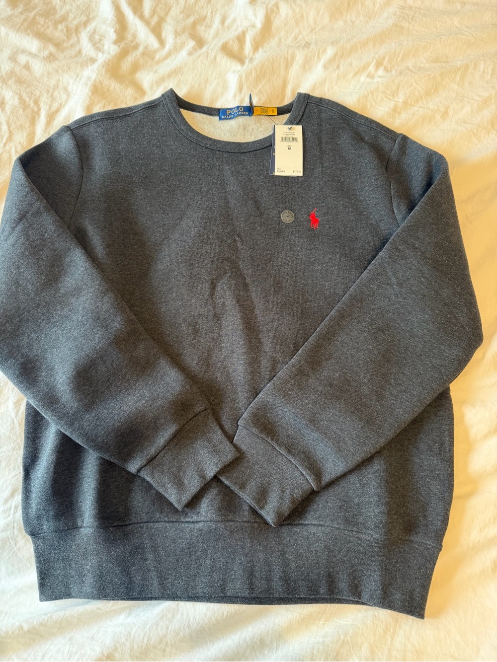 Polo by Ralph Lauren Charcoal Crewneck Sweatshirt with Red Pony